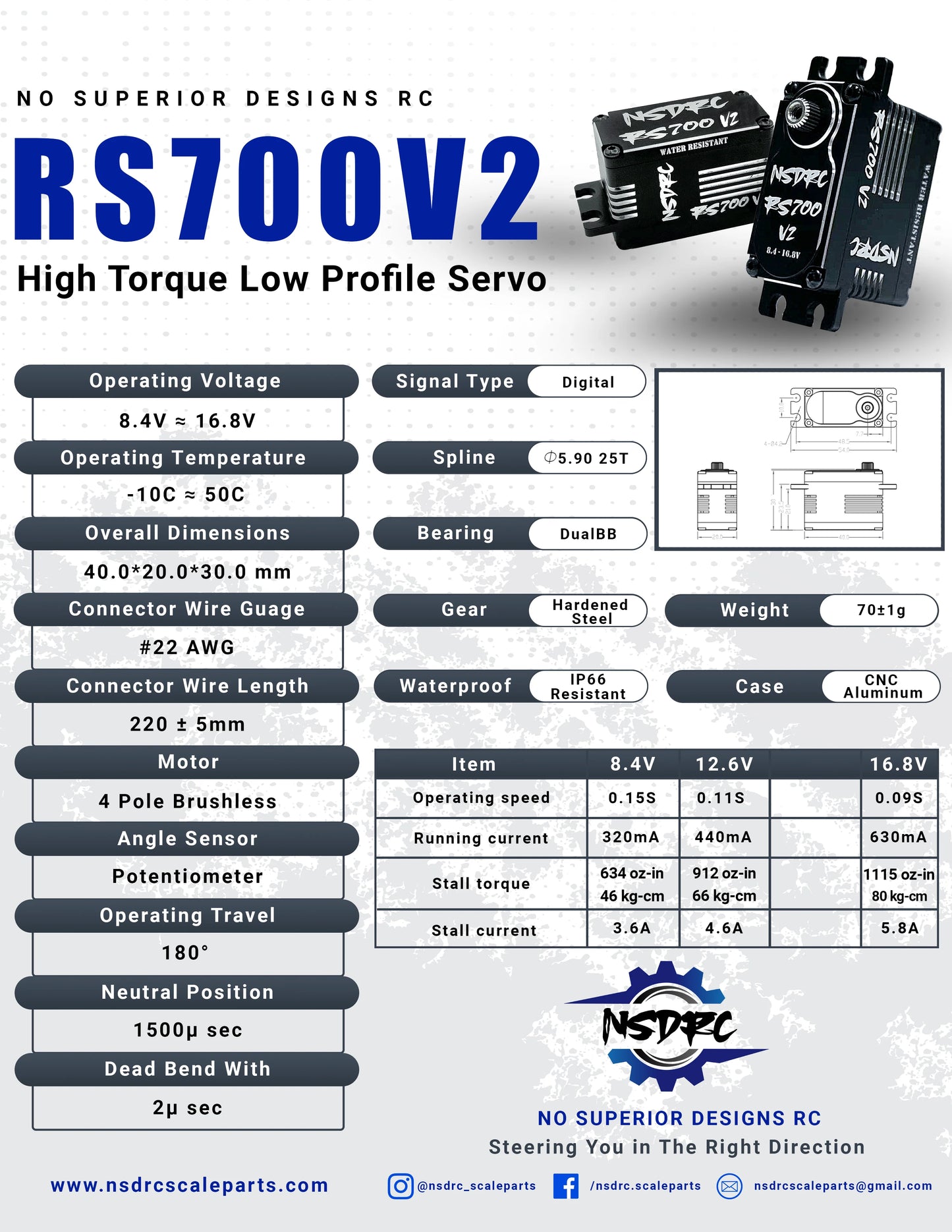 RS700 V2 Special Edition 1:10 Servo with Matching Monster Horn