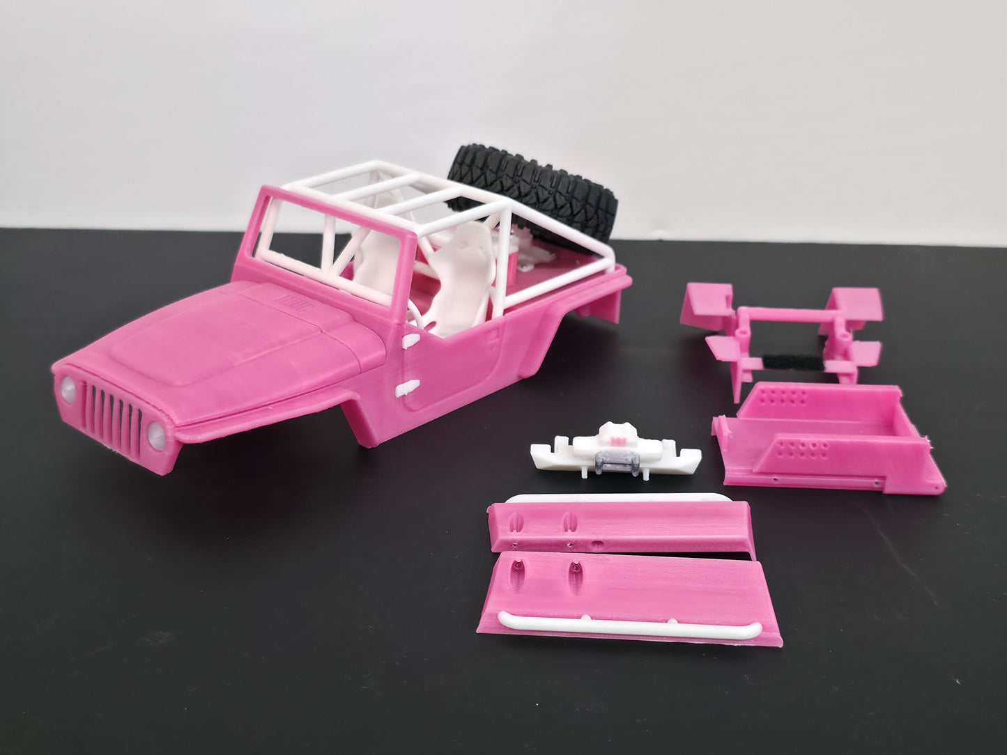 828RC SCX24 Stock Chassis Barbie TJ Jeep kit #000