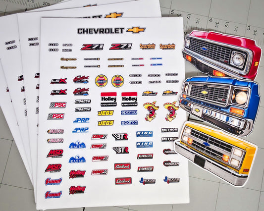 Chevrolet RC Scale Sticker Pack | Waterproof Micro Scale & 1:10 Decals