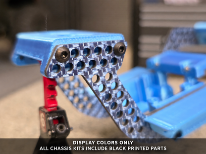Blue carbon rail close-up, colored printed parts are display only