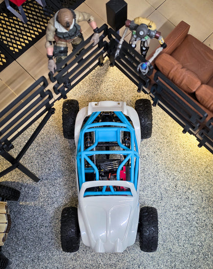 Top view of cage with Baja Bug body