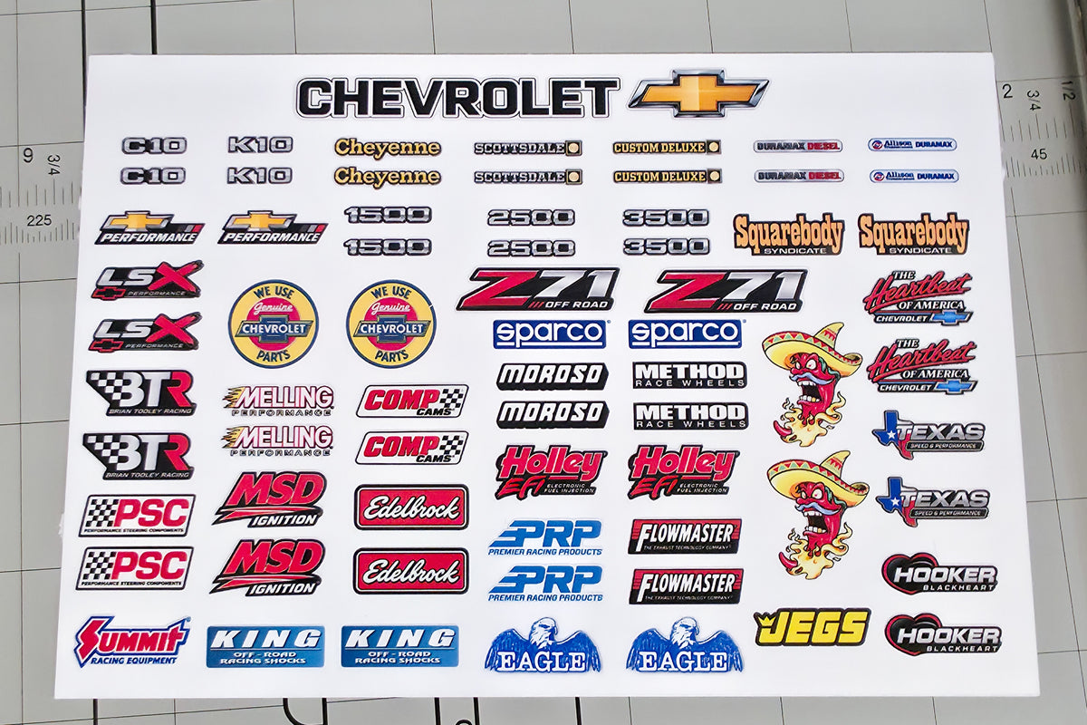 Chevrolet RC Scale Sticker Pack | Waterproof Micro Scale & 1:10 Decals