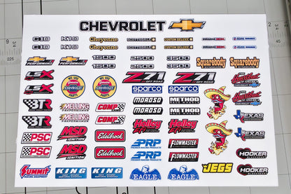Chevrolet RC Scale Sticker Pack | Waterproof Micro Scale & 1:10 Decals