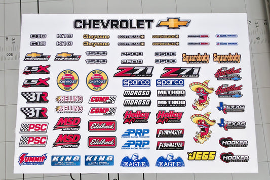 Chevrolet RC Scale Sticker Pack | Waterproof Micro Scale & 1:10 Decals