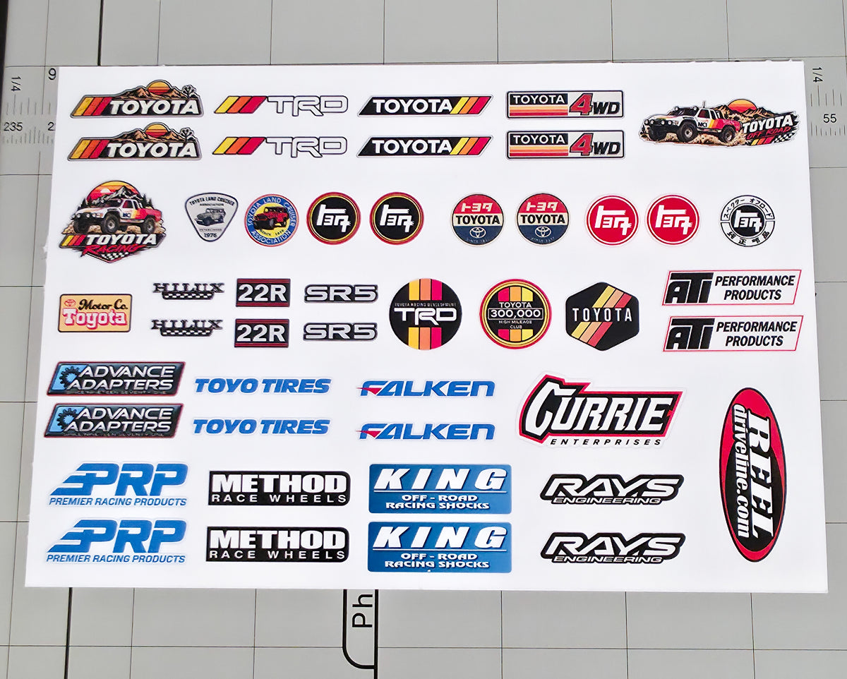 Toyota RC Scale Sticker Sheet | Waterproof Micro Scale & 1:10 Decals