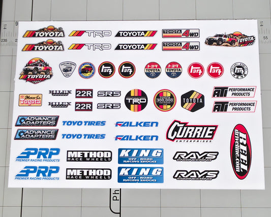 Toyota RC Scale Sticker Sheet | Waterproof Micro Scale & 1:10 Decals